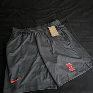 Nike Men's Dark Gray and Red Athletic Shorts